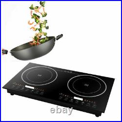 Portable Electric Induction/Ceramic Cooker Countertop 2 Burner Cooktop 2400W