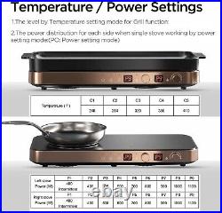 Portable Gold Induction Cooktop 2 Burner with Removable Iron Cast Griddle PanNEW