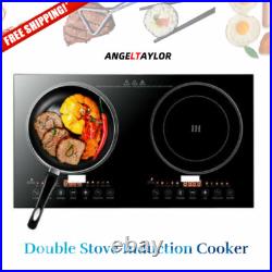 Portable Induction Cooktop Countertop 2400W Dual Cooker Burner Stove Hot Plate