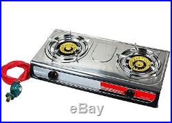 Portable Propane Gas Stove DOUBLE 2 Burner CAMPING TAIL GATE Tailgating Stoves