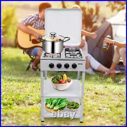 Portable Restaurant 4 Burner Gas Cooker Outdoor Camping Stove Gril With Cover