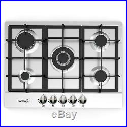 Premium 28'' Stainless Steel 5 Burners Built-in Stove Propane GAS frontal Panel