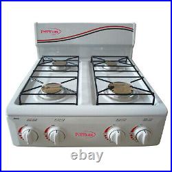 Premium 4 Burners Portable Gas Stove White stove frame Manual Ignition