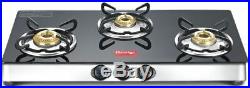 Prestige Marvel 3 Burner Cooktop Glass Top Range Black Gas Stove Manual Ignition