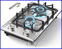 Propane Gas Cooktop Built-in 2 Burner Stainless Steel Gas Hob NG/LPG Gas Stove