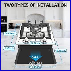 Propane Gas Cooktop Built-in 2 Burner Stainless Steel Gas Hob NG/LPG Gas Stove