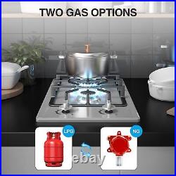 Propane Gas Cooktop Built-in 2 Burner Stainless Steel Gas Hob NG/LPG Gas Stove