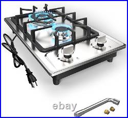 Propane Gas Cooktop Built-in 2 Burner Stainless Steel Gas Hob NG/LPG Gas Stove