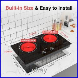 Protable Electric Radiant Cooktop 24 Electric Stove 2 Burner Hot Plate 4000W