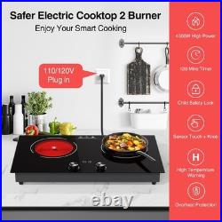 Protable Electric Radiant Cooktop 24 Electric Stove 2 Burner Hot Plate 4000W