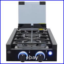 RV 2 Burner Gas Cooktop 6500 BTU Each Fueled by Propane LED Knobs