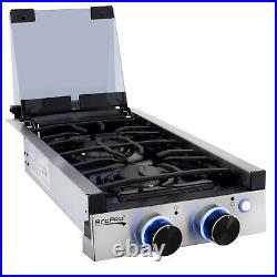 RecPro RV Built in Gas Cooktop 2 Burners RV Cooktop Stove 6,500 BTU Burner