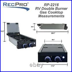 RecPro RV Built in Gas Cooktop 2 Burners RV Cooktop Stove 6,500 BTU Burner