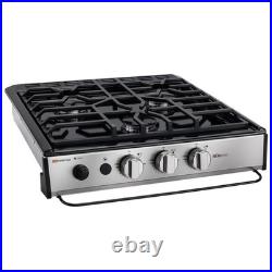 RecPro Suburban RV 3 Burner Propane Cooktop Slide-In Black 9000 BTU
