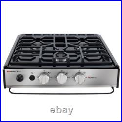 RecPro Suburban RV 3 Burner Propane Cooktop Slide-In Black 9000 BTU