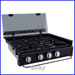 RecPro Suburban RV 3-Burner Propane Gas Cooktop with Glass Cover 9000BTU 12V DC