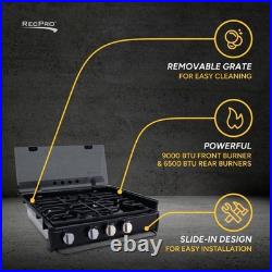 RecPro Suburban RV 3-Burner Propane Gas Cooktop with Glass Cover 9000BTU 12V DC