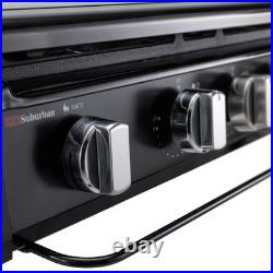 RecPro Suburban RV 3-Burner Propane Gas Cooktop with Glass Cover 9000BTU 12V DC