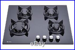 Saga Lenis X640-B 60cm 4 Burner Glass Gas Hob with Cast Iron Pan Stands