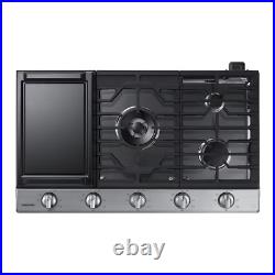 Samsung 36 Stainless Steel 5 Burner Gas Smart Cooktop with Griddle NA36N6555TS