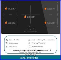 Singlehomie 36 Inch Electric Cooktop, 5 Burner Induction Cooktop with Flexi Zone