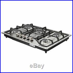 Stainless Steel 30inch Built-in 5 Burner Stoves LPG/NG Gas Hob Cooktops COOK TOP