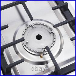 Stainless Steel 33.8 5 Burners Stove Top Built-In Gas Propane Cooktop Stove New