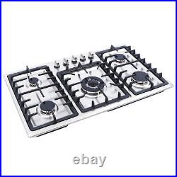 Stainless Steel 5-Burner Stove Top Built-In NG /LPG Gas Propane Cooktop Cooking