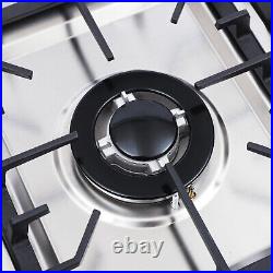 Stainless Steel 5 Burners Stove Top Built-In NG /LPG Gas Propane Cooktop Cooking