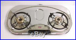 Stainless Steel Cooktop Hob Gas Stove Propane Lpg 2 Brass Burners Oval Shaped
