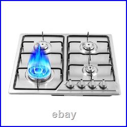 Stainless Steel Gas Cooktop 4 Built-in Burners Gas Hob LPG/NG Gas Stove Cooker