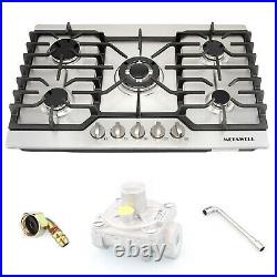 Stainless Steel Gas Cooktop Gas Stove 5 Burners, 30 In Gas Hob with valve