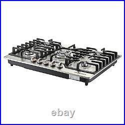 Stainless Steel Gas Cooktop Gas Stove 5 Burners, 30 In Gas Hob with valve