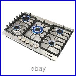 Stainless Steel Gas Cooktop Gas Stove 5 Burners, 30 In Gas Hob with valve