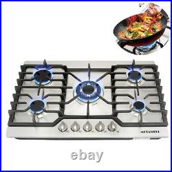 Stainless Steel Gas Cooktop Gas Stove 5 Burners, 30 In Gas Hob with valve