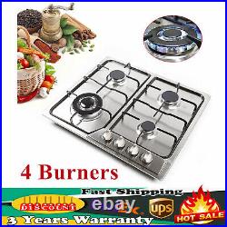 Stainless Steel Gas Stove Silver 4-Burners Built in Gas CookTop NG/LPG Cooktop