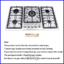 Stainless Steel NG LPG Gas Built In Cooktop Countertop Cook Stove 5 Burners New Stainless Steel NG LPG Gas Built In Cooktop Countertop Cook Stove 5 Burners New