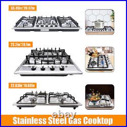 Stainless Steel NG LPG Gas Built In Cooktop Countertop Cook Stove 5 Burners New