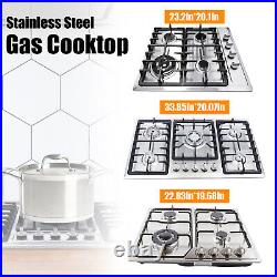 Stainless Steel NG LPG Gas Built In Cooktop Countertop Cook Stove 5 Burners New