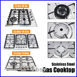 Stainless Steel NG LPG Gas Built In Cooktop Countertop Cook Stove 5 Burners New