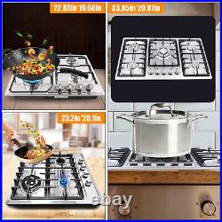 Stainless Steel NG LPG Gas Built In Cooktop Countertop Cook Stove 5 Burners New