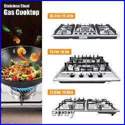 Stainless Steel NG LPG Gas Built In Cooktop Countertop Cook Stove 5 Burners New