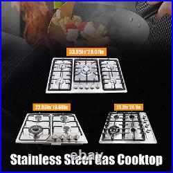 Stainless Steel NG LPG Gas Built In Cooktop Countertop Cook Stove 5 Burners New