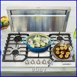 Stainless Steel Silver COOKTOP 30 Built-in 5 Burner Stoves LPG/NG Gas Cooktops