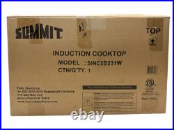 Summit 12W Cooktop 2 Burner Electric Induction White SINC2B23 (OB) Summit 12W Cooktop 2 Burner Electric Induction White SINC2B23 (OB)