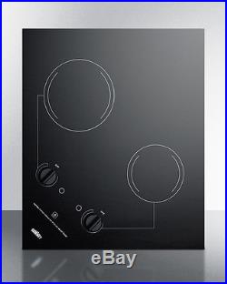 Summit CR2B121 21 Smoothtop Electric Cooktop 2 Burners Black 115 Volt Built In