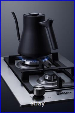Summit GCJ2 12W 2 Burner Gas Cooktop Stainless Steel