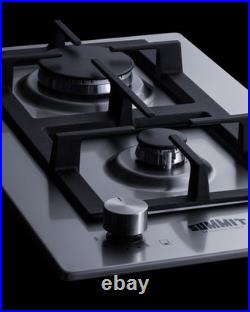 Summit GCJ2 12W 2 Burner Gas Cooktop Stainless Steel