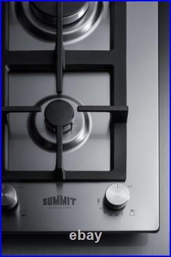 Summit GCJ2 12W 2 Burner Gas Cooktop Stainless Steel