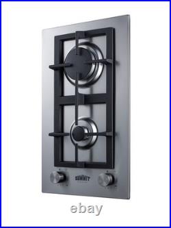 Summit GCJ2 12W 2 Burner Gas Cooktop Stainless Steel
